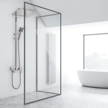 Zestaw prysznicowy natynkowy Bateria panel deszczownica półka