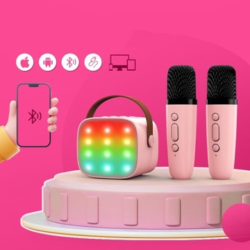 ZESTAW DO KARAOKE Z 2 MIKROFONAMI MASZYNA DO KARAOKE LED PREZENT DLA DZIECI