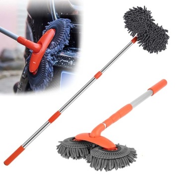 SZCZOTKA TELESKOPOWA DO MYCIA AUTA SAMOCHODU MOP MIKROFIBRY 58-115cm ZESTAW