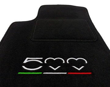 DYWANIKI WELUROWE FIAT 500 (2007 - ...) + HAFT