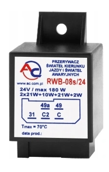 PRZERYWACZ ŚWIATEŁ KIERUNKOWSKAZÓW IMPULSATOR RWB-08S/24 24V STAR JELCZ