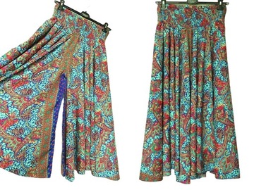 SPODNIE SPÓDNICA Indyjskie BOHO 2w1 jedwab MAXI (042) SILK INDIA ONE SIZE