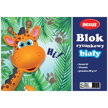 BLOK RYSUNKOWY SZKOLNY BIAŁY A4 20 ARKUSZY 80g/m2 DO RYSOWANIA I MALOWANIA