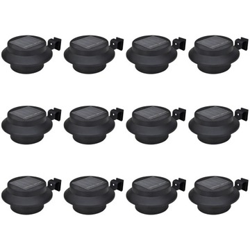 vidaXL Solarne lampy ogrodzeniowe LED, 12 szt., czarne