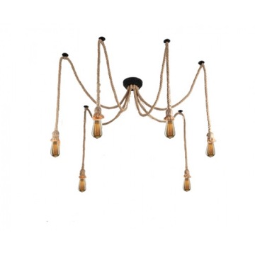 LAMPA PAJĄK 5 RAMION SZNUR JUTOWY COUNTRY 100 CM