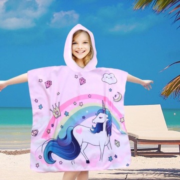 Poncho dziecięce plażowe 60x60 unicorn