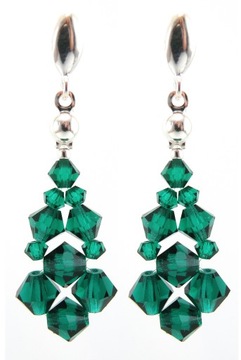 Kolczyki kryształy zielone szmaragdowe Emerald