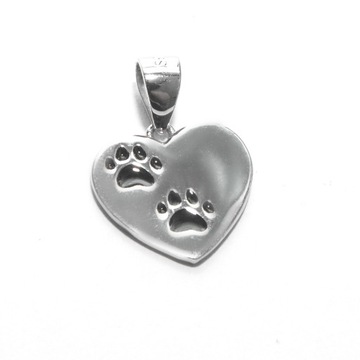 Srebrna zawieszka serce psia łapka srebro 925 zwierzęta serduszko pies kot