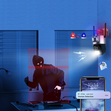 PODWÓJNA KAMERA IP 2W1 ZEWNĘTRZNA OBROTOWA WIFI 2x 3MPx FULL HD+ MONITORING