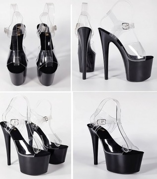 Sandałki Czarne Na Platformie Szpilki Damskie Sandały 17 cm SexyHeels r.42