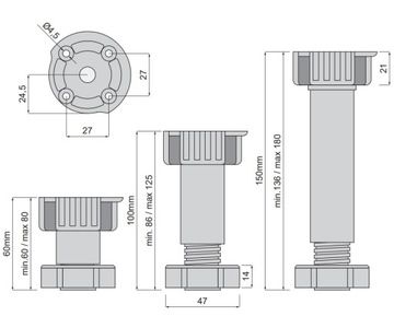 РЕГУЛИРУЕМЫЕ НОЖКИ ДЛЯ КУХОНЫ НОЖКИ ДЛЯ МЕБЕЛЬНОГО ШКАФА 50 ШТ. H-100