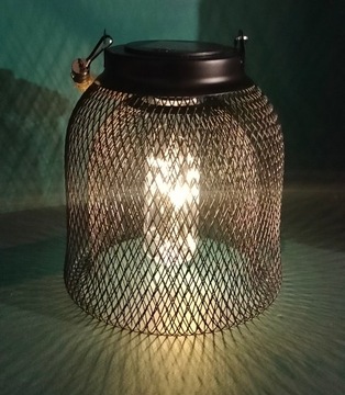LAMPION METALOWY SOLARNY LAMPA WISZĄCA LAMPKA OGRODOWA LATARNIA CZARNA LED