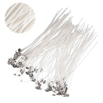 Knoty Do Świec Bawełniane Woskowane Knot z Blaszką 16cm Zestaw 100szt.