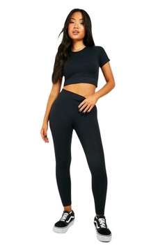 W117 *BOOHOO PETITE PRĄŻKOWANE LEGGINSY Z WYSOKIM STANEM S