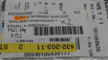 Wera 868/4 квадратная бита 05060165001 F 6,3 1 шт.