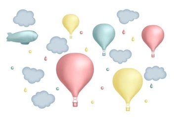 Naklejka ścienna BALONY cieniowane krople chmurki