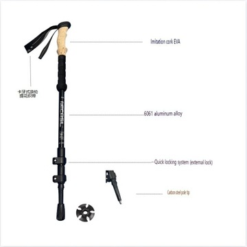 Сверхлегкая походная палка 6061, треккинговые палки с внешней молнией и St.