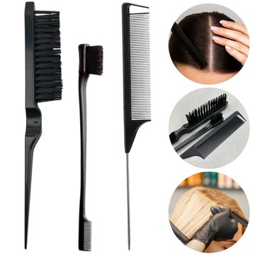 Grzebień Kokówka Szczotka Do Włosów Sleek Slick Bun Ponytail zestaw 3 szt