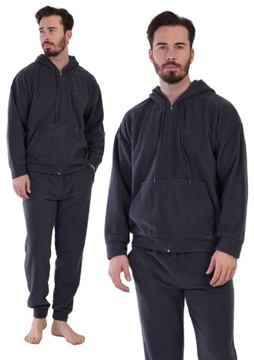 Piżama Męska polarowa dres gruby zimowy Vieneta XXL bluza na suwak kapturem