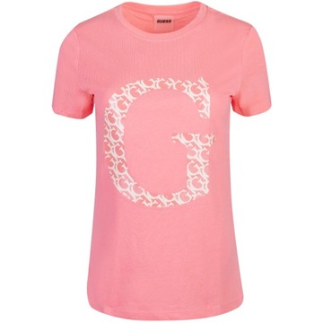 GUESS KOSZULKA DAMSKA T-SHIRT ALETHEA T-SHIRT RÓŻOWA r.M