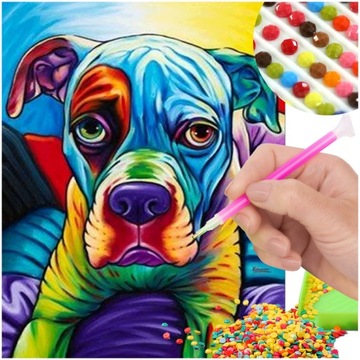 Haft Diamentowy Pies Obraz Diamond Painting PIESEK Wyklejanka Diamentowa 5D