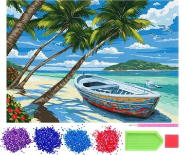 HAFT DIAMENTOWY MOZAIKA DIAMENTOWA 5D WYSPA PALMY