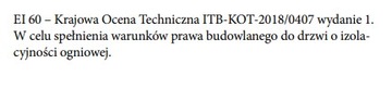 DRZWI WEWNĘTRZNE WEJŚCIOWE VOSTER INTER EI60 P.POŻ