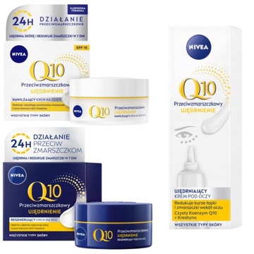 NIVEA Q10 Krem przeciwzmarszczkowy dzień noc SPF15 50ml x2 + Pod oczy 15ml