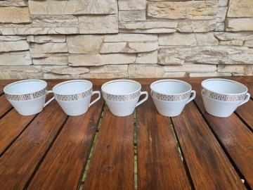Filiżanki porcelana kubeczki sygnowane antyk retro zabytek PRL Colditz 5szt