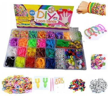 Zestaw do Robienia Bransoletek Gumki do Bransoletek 1600 szt + GRATIS
