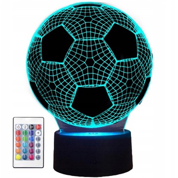 lampka nocna dla dzieci LAMPKA NOCNA 3D PIŁKA NOŻNA FOOTBALL LED NA PILOTA