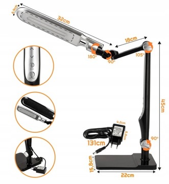 Настольная лампа для школы рисования LED 10 Вт: яркий свет, регулируемый угол наклона