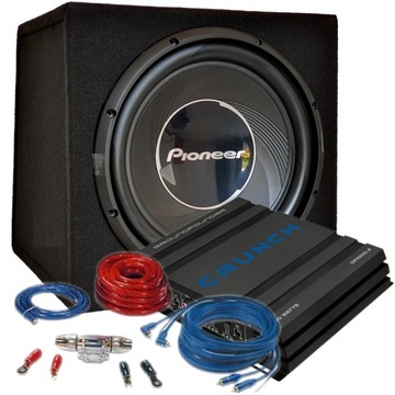 Басовый блок Pioneer 1400 Вт + Crunch GPX + кабели