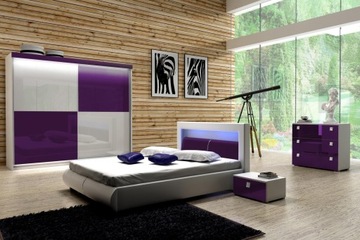 Sypialnia MILO 160x200 Szafa 200, rama metal + mat
