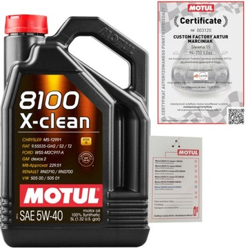 MOTUL 8100 X-CLEAN 5W40 C3 5L VW 505 00/ 505 01 GM DEXSOS2 + ZAWIESZKA