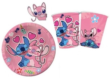 KUBKI I TALERZYKI LILO ZESTAW 20 SZTUK BAJKA STITCH & LILO URODZINY