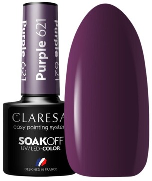 CLARESA LAKIER HYBRYDOWY CIENA PURPURA PURPLE 621 JESIENNE MANICURE