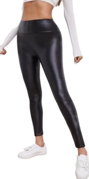 SHEIN LEGGINSY DAMSKIE IMITACJA SKÓRY 36 VTD