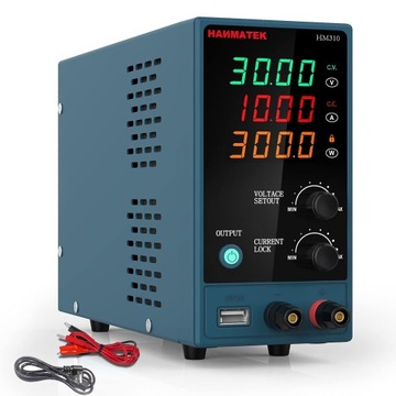 ZASILACZ LABORATORYJNY 30V 10A HANMATEK HM310 regulowany, wyświetlacz.