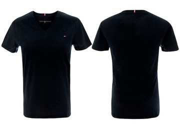 TOMMY HILFIGER KOSZULKA T-SHIRT V-NECK BLACK r. XS