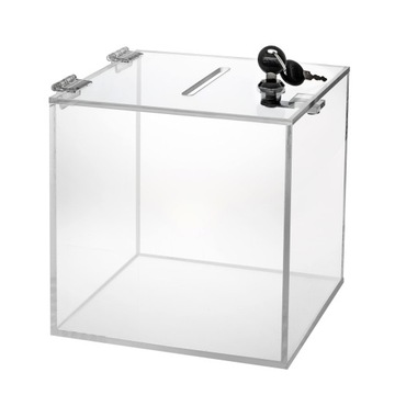 Skarbonka urna z plexi 25x25x25 cm, plexi 4 mm