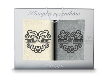 ZESTAW RĘCZNIKÓW 2SZT 70X140 DZIEŃ BABCI I DZIADKA Z HAFTEM NA PREZENT