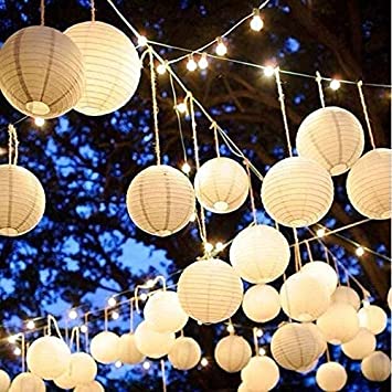 BIAŁY PAPIEROWY ABAŻUR LAMPION ŚLUB 30 cm #i129