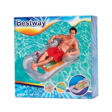 MATERAC DMUCHANY Z OPARCIEM BESTAWY FOTEL PLAŻOWY DO PŁYWANIATORBA PLAŻOWA