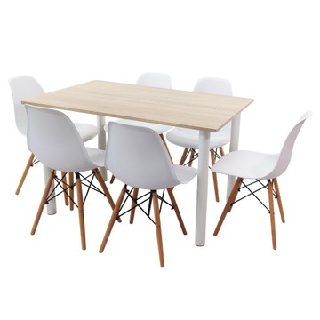 Zestaw stół Lugano 120x80 sonoma 6 krzeseł Milano białych