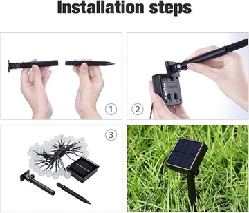 Уличный светильник на солнечных батареях, 50 светодиодов, хрустальные шары, 9 м.