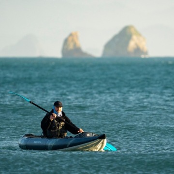 Надувная байдарка 2-местная Aquaglide Blackfoot Angler 130 серая 396x96,5x34