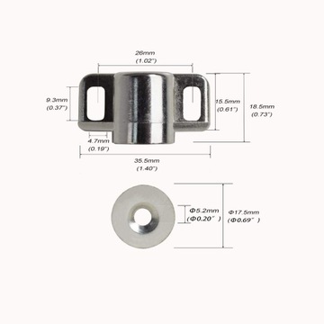 МАГНИТНАЯ ЗАЩЕЛКА ДЛЯ НЕОДИМОВЫХ ДВЕРЕЙ ШКАФА СИЛЬНЫЙ МАГНИТ 5 шт.