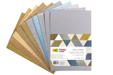TEKTURA FALISTA HAPPY COLOR A4 10ark GOLD SILVER