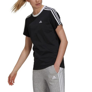 Adidas Koszulka Sportowa Damska Czarna Z 3 Paskami Białymi GS1379 r. M